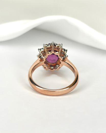Bague Marguerite Grenat 5 carats &amp; Diamants 1.10 carat "Marika" - Elliade Paris