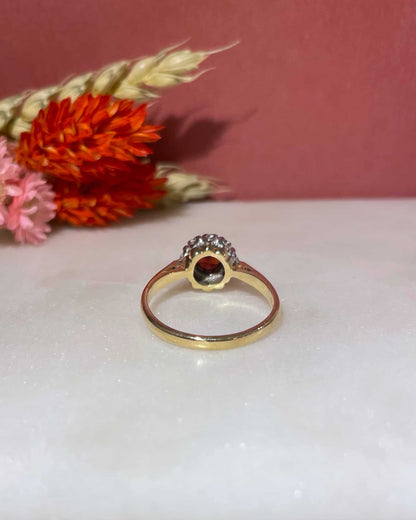 Bague Marguerite Grenat 0.70 carat &amp; Diamants &quot;Marianne&quot;