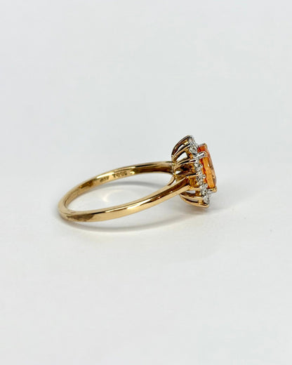 Bague Marguerite Grenat Hessonite 1.40 carat &amp; 14 Topazes Blanches &quot;Orlane&quot; - Elliade Paris
