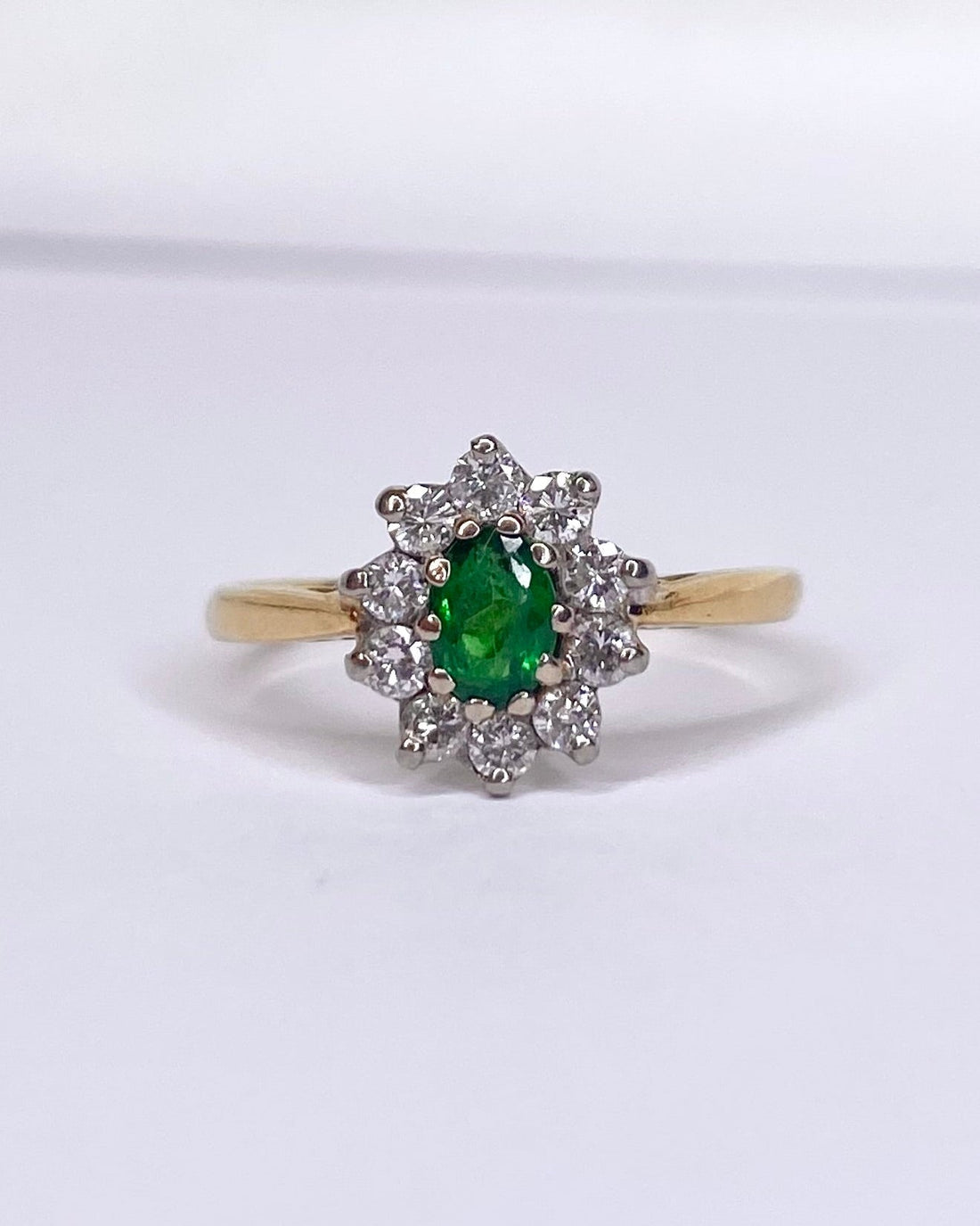 Bague Marguerite Grenat Tsavorite 0.50 carat &amp; Diamants 0.30 carat "Elina" - Elliade Paris