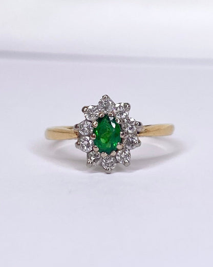 Bague Marguerite Grenat Tsavorite 0.50 carat &amp; Diamants 0.30 carat "Elina" - Elliade Paris
