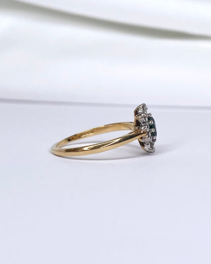 Bague Marguerite Grenat Tsavorite 0.50 carat &amp; Diamants 0.30 carat "Elina" - Elliade Paris