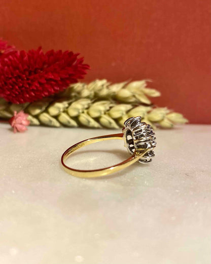 Bague Vintage Marguerite Iolite &amp; Diamants "Hortense" - Elliade Paris