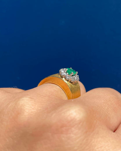 Bague Jonc Marguerite Émeraude carat &amp; Diamants, Or 9.94g &quot;Jennie&quot;