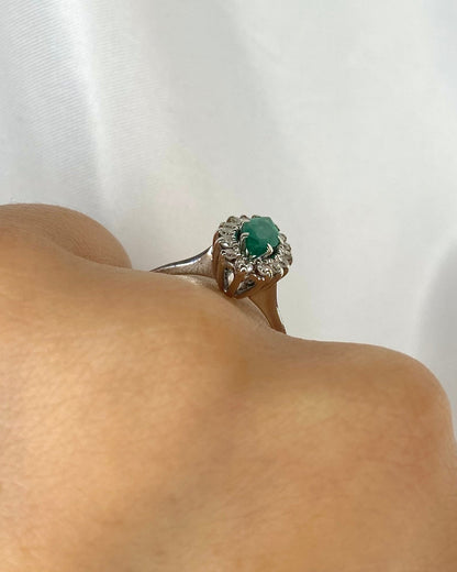 Bague Marguerite Marquise Émeraude 0.55 carat &amp; Diamants "Petra" - Elliade Paris