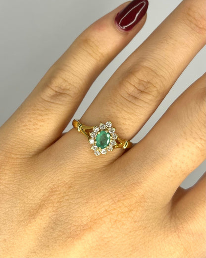 Bague Marguerite Marquise Émeraude &amp; Diamants "Georgea" - Elliade Paris