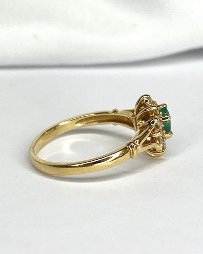 Bague Marguerite Marquise Émeraude &amp; Diamants "Georgea" - Elliade Paris