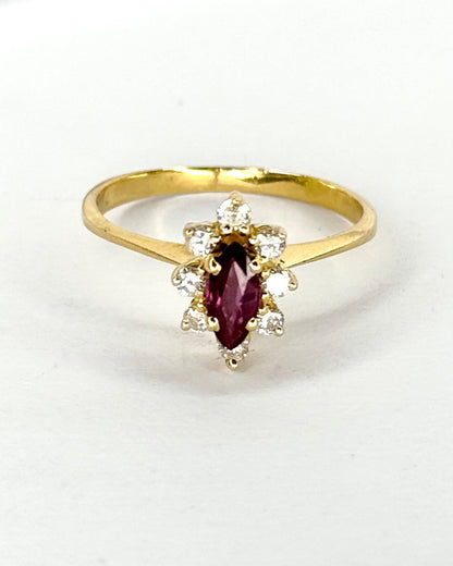 Bague Marguerite Marquise Rubis &amp; Diamants "Inya" - Elliade Paris