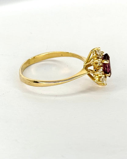 Bague Marguerite Marquise Rubis &amp; Diamants "Inya" - Elliade Paris