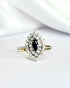 Bague Marguerite Marquise Saphir 0.30 carat & Diamants 0.30 carat "Erika" - Elliade Paris