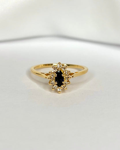 Bague Marguerite Marquise Saphir &amp; Diamants "Ornella" - Elliade Paris