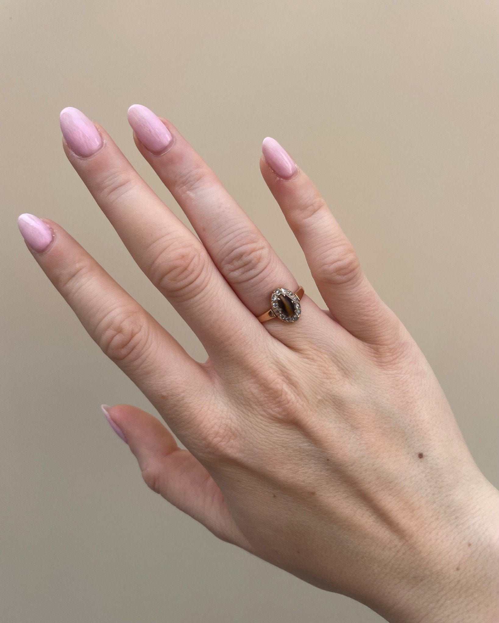 Bague Marguerite Oeil de Tigre 0.60 carat &amp; Diamants "Carmen" - Elliade Paris