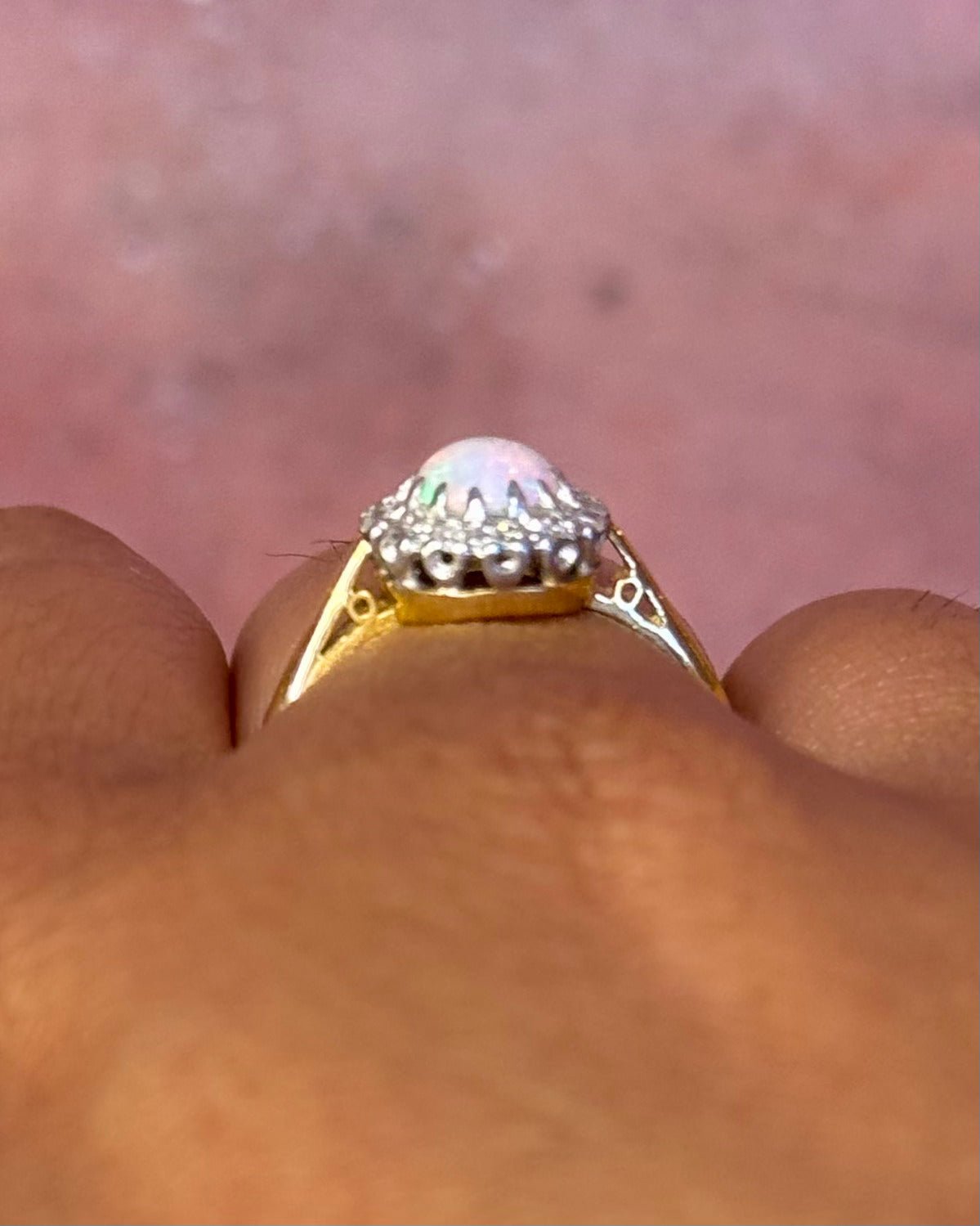 Bague Marguerite Opale 0.50 carat &amp; Diamants "Delphine" - Elliade Paris