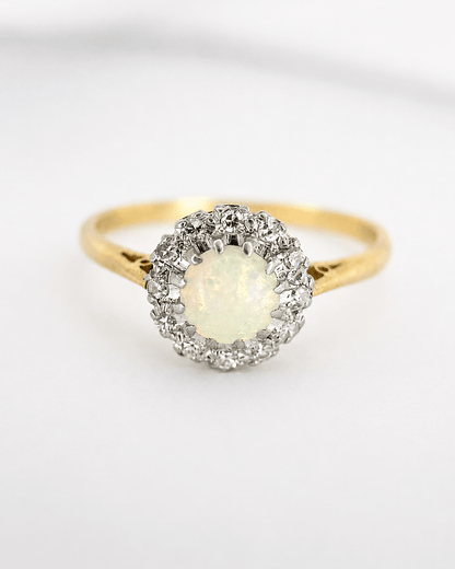 Bague Marguerite Opale 0.50 carat &amp; Diamants "Delphine" - Elliade Paris