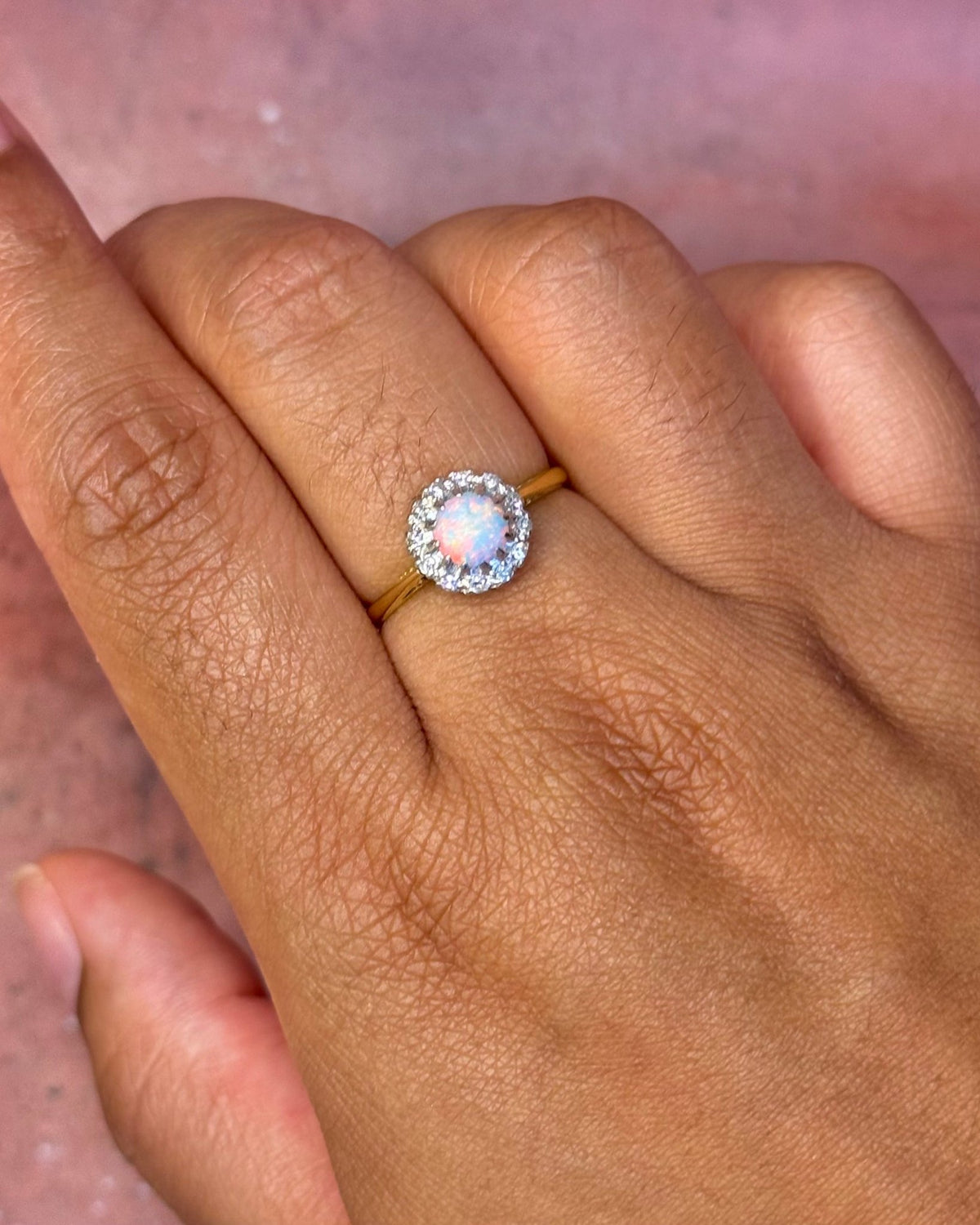 Bague Marguerite Opale 0.50 carat &amp; Diamants "Delphine" - Elliade Paris
