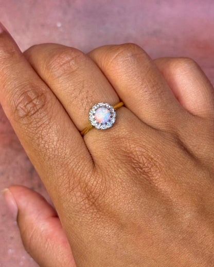 Bague Marguerite Opale 0.50 carat &amp; Diamants "Delphine" - Elliade Paris