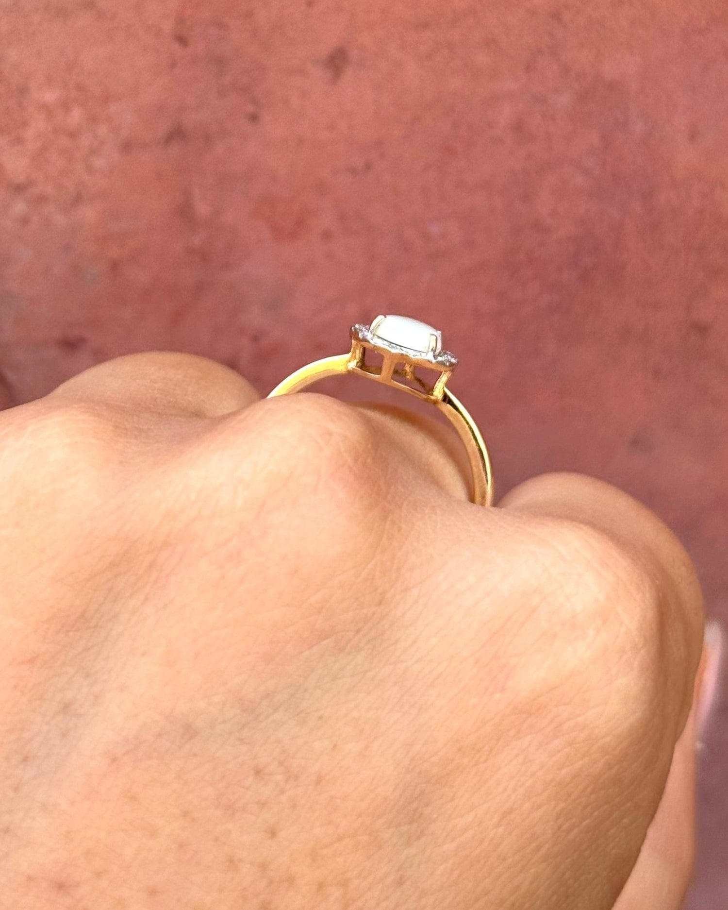 Bague Marguerite Opale 0.56 carat &amp; Diamants 0.20 carat "Ophélie" - Elliade Paris