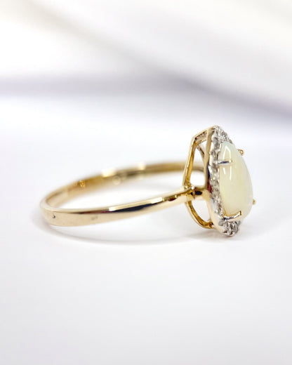 Bague Marguerite Opale 0.56 carat &amp; Diamants 0.20 carat "Ophélie" - Elliade Paris