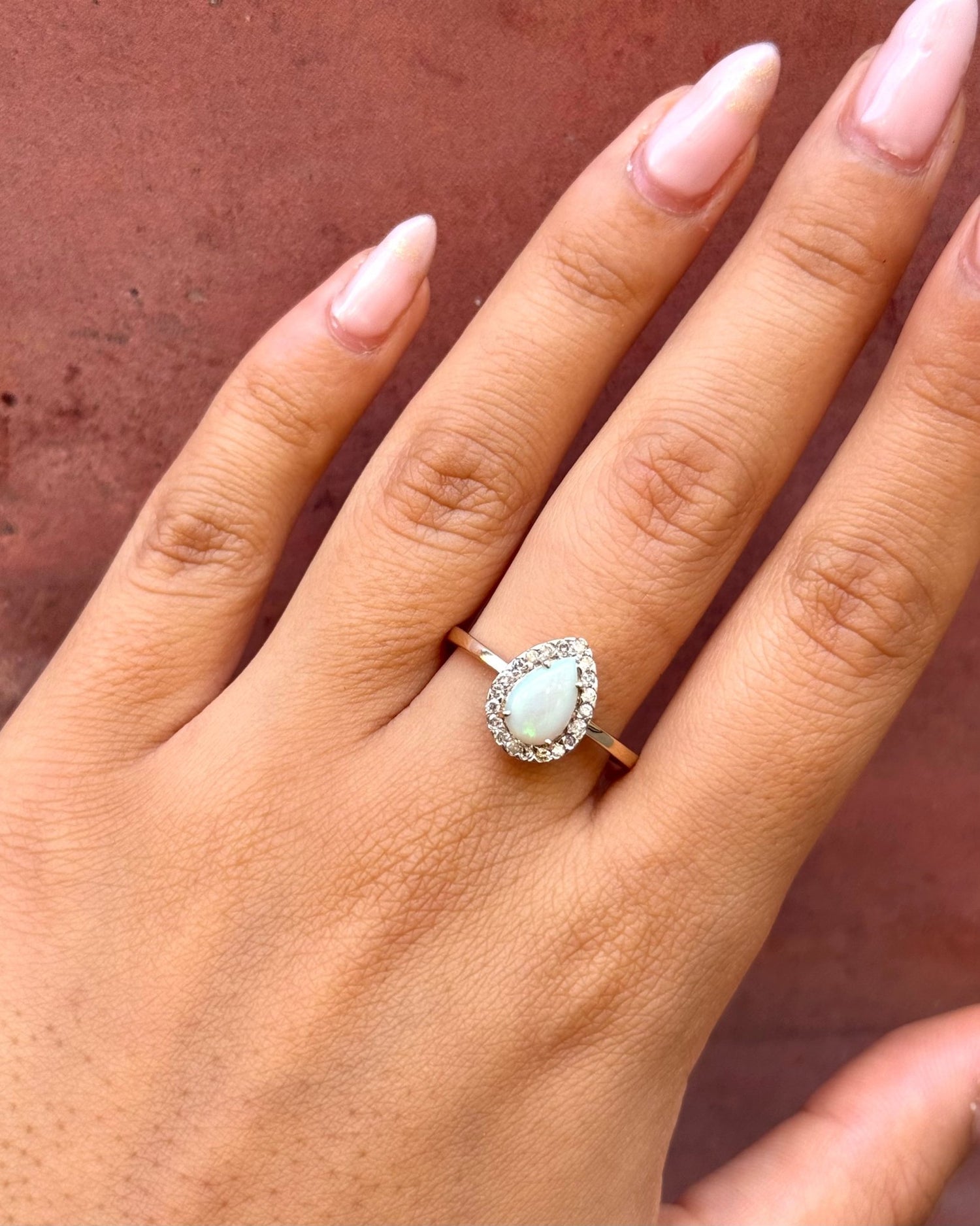 Bague Marguerite Opale 0.56 carat &amp; Diamants 0.20 carat "Ophélie" - Elliade Paris