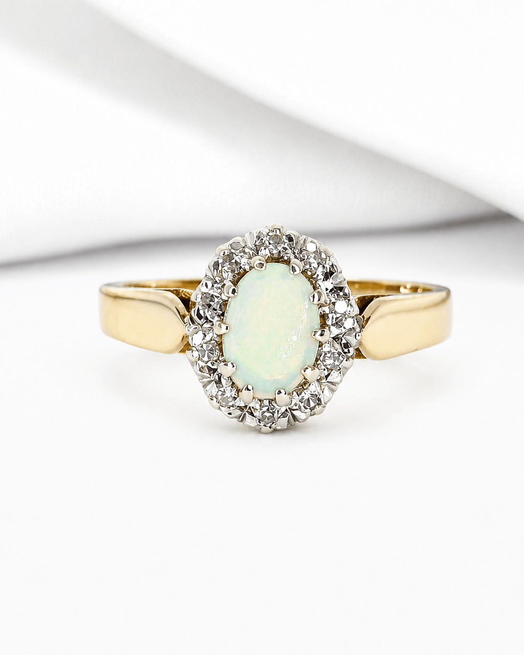 Bague Marguerite Opale 0.58 carat &amp; Diamants "Samira" - Elliade Paris