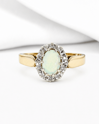 Bague Marguerite Opale 0.58 carat &amp; Diamants "Samira" - Elliade Paris