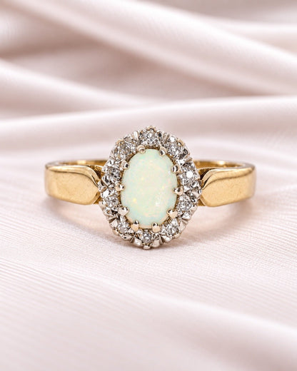 Bague Marguerite Opale 0.58 carat &amp; Diamants "Samira" - Elliade Paris