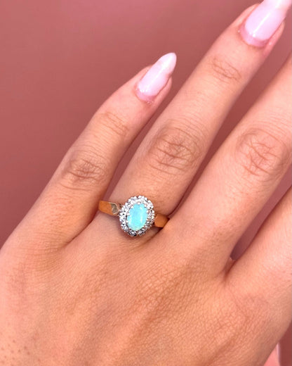 Bague Marguerite Opale 0.58 carat &amp; Diamants "Samira" - Elliade Paris