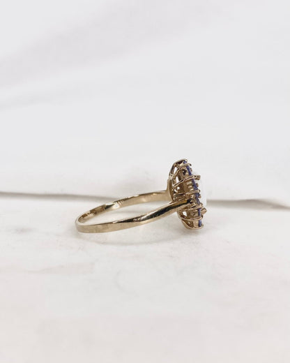 Bague Marguerite Opale 0.67 carat &amp; Tanzanites &quot;Valentina&quot; - Elliade Paris
