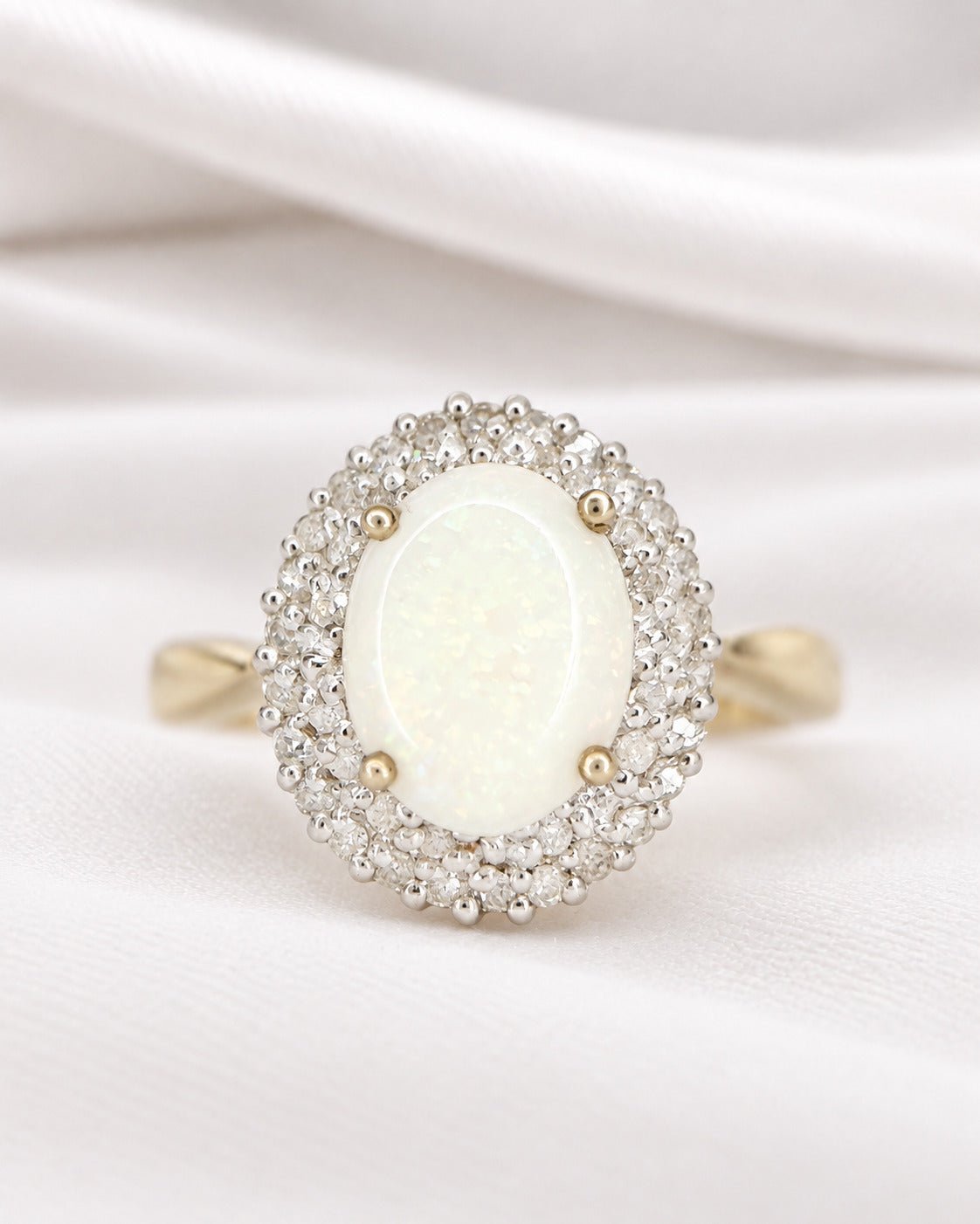 Bague Marguerite Opale 0.85 carat &amp; Diamants 0.42 carat "Kiana" - Elliade Paris