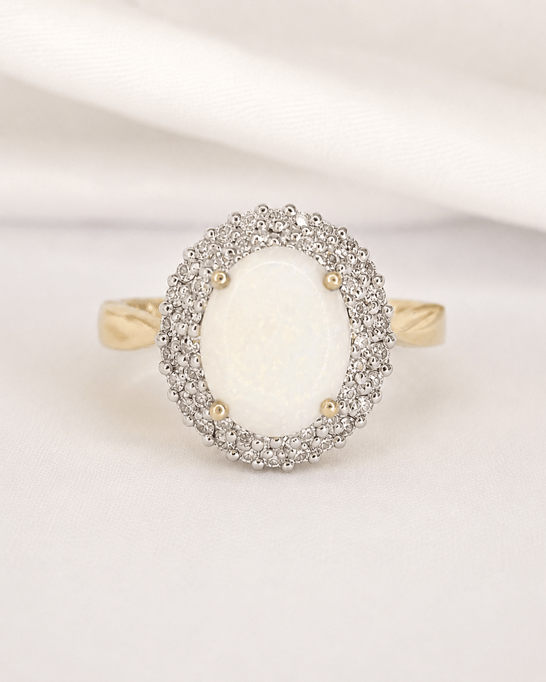 Bague Marguerite Opale 0.85 carat &amp; Diamants 0.42 carat "Kiana" - Elliade Paris