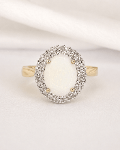 Bague Marguerite Opale 0.85 carat &amp; Diamants 0.42 carat "Kiana" - Elliade Paris