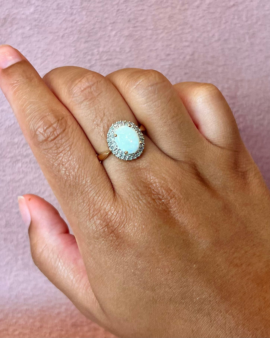 Bague Marguerite Opale 0.85 carat &amp; Diamants 0.42 carat "Kiana" - Elliade Paris