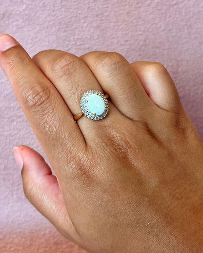 Bague Marguerite Opale 0.85 carat &amp; Diamants 0.42 carat "Kiana" - Elliade Paris