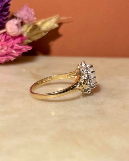 Bague Marguerite Opale &amp; 10 Diamants &quot;Cora&quot; - Elliade Paris