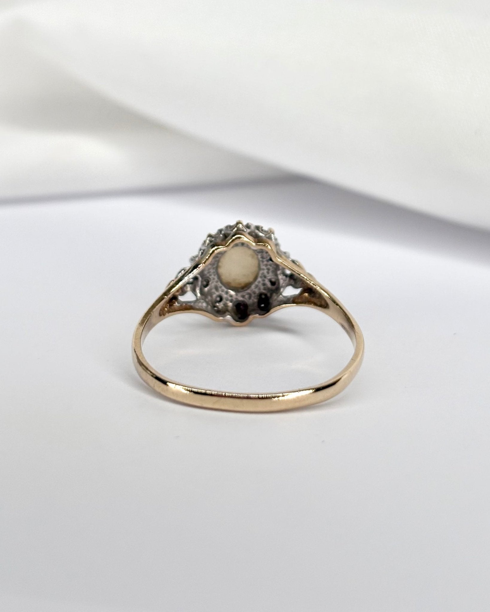 Bague Marguerite Opale &amp; 10 Diamants "Soleya" - Elliade Paris