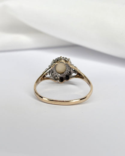 Bague Marguerite Opale &amp; 10 Diamants &quot;Soleya&quot; - Elliade Paris