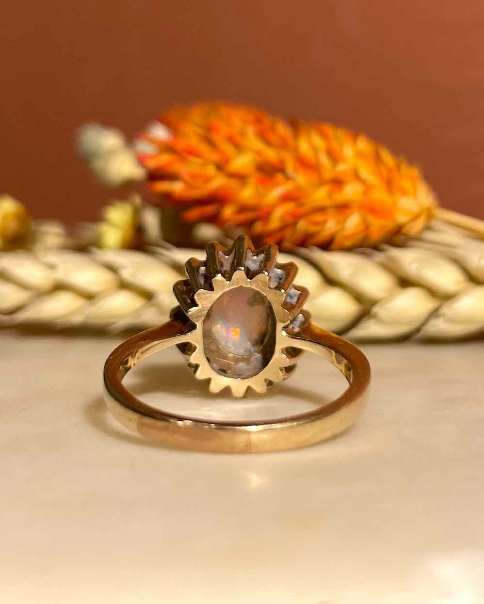 Bague marguerite Opale &amp; 16 Diamants "Amara" - Elliade Paris