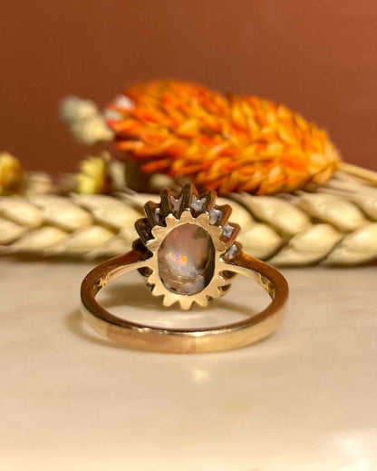 Bague marguerite Opale &amp; 16 Diamants &quot;Amara&quot; - Elliade Paris