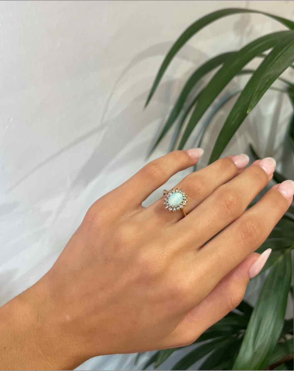 Bague marguerite Opale &amp; 16 Diamants "Amara" - Elliade Paris