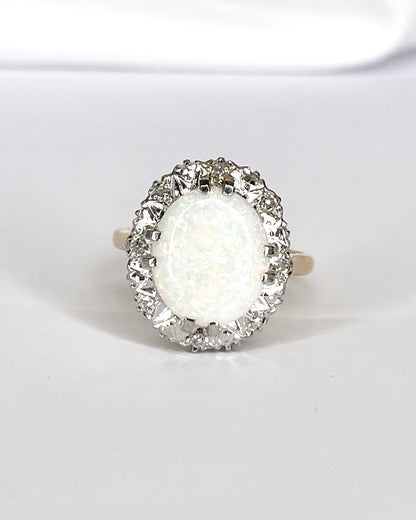 Bague Marguerite Opale 1.85 carat &amp; 8 Diamants "Camille" - Elliade Paris