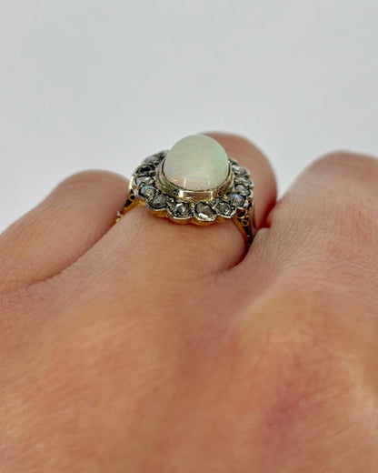 Bague Marguerite Opale 2.18 carats &amp; Diamants "Jasmine" - Elliade Paris