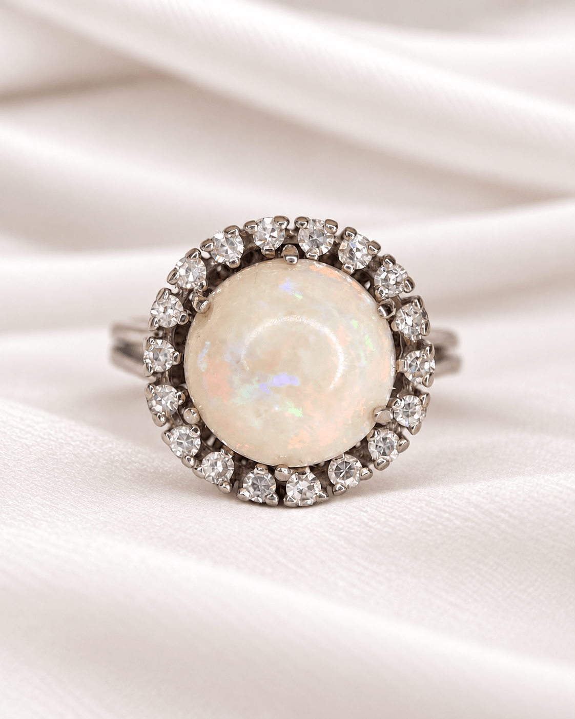 Bague Marguerite Opale 3.28 carats &amp; Diamants 0.36 carat "Selma" - Elliade Paris