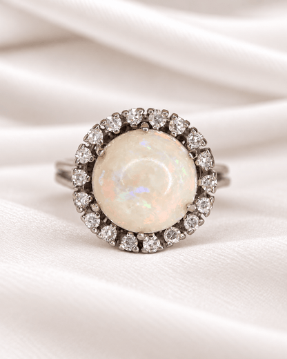 Bague Marguerite Opale 3.28 carats &amp; Diamants 0.36 carat "Selma" - Elliade Paris