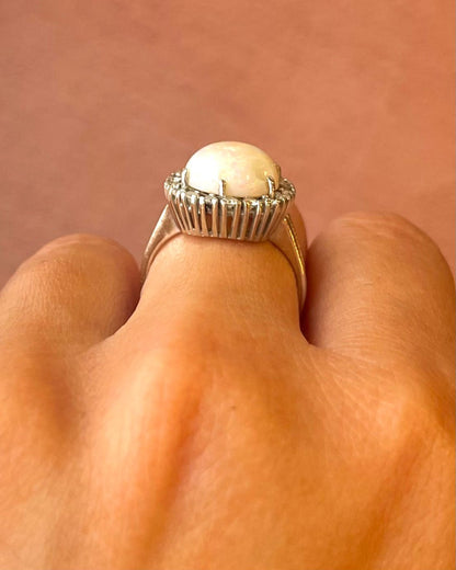 Bague Marguerite Opale 3.28 carats &amp; Diamants 0.36 carat "Selma" - Elliade Paris