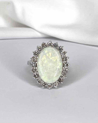 Bague Marguerite Opale 6.40 carats et Diamants 1.40 carat &quot;Wilona&quot; - Elliade Paris