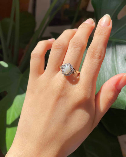 Bague Marguerite Opale &amp; 10 Diamants &quot;Cora&quot;