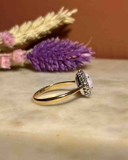 Bague marguerite Opale &amp; Diamants &quot;Anaïs&quot; - Elliade Paris