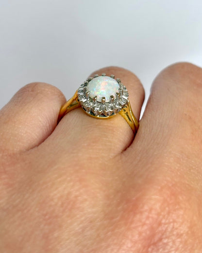 Bague Marguerite Opale &amp; Diamants "Dorothée" - Elliade Paris