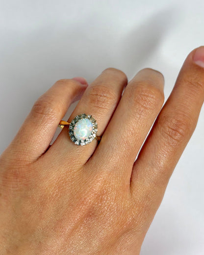 Bague Marguerite Opale &amp; Diamants "Dorothée" - Elliade Paris
