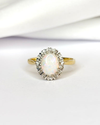 Bague Marguerite Opale &amp; Diamants "Dorothée" - Elliade Paris